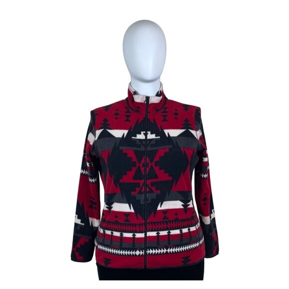 Lauren Ralph Lauren Womens 2X Aztec Print Fleece Jacket - Picture 1 of 5